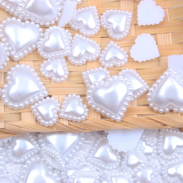 Half Pearls Imitation Flatback Heart Shape 10mm 12mm 16mm Glue On Resin  Pearls White Ivory For Crafts Scrapcooking Shoes - AliExpress