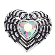 Горячая Распродажа Стразы в форме сердца металлические кнопки 18 мм защелки для защелки браслетов подходят к имбирю защелки ювелирные изделия браслет для ношения выше локтя TZ9010