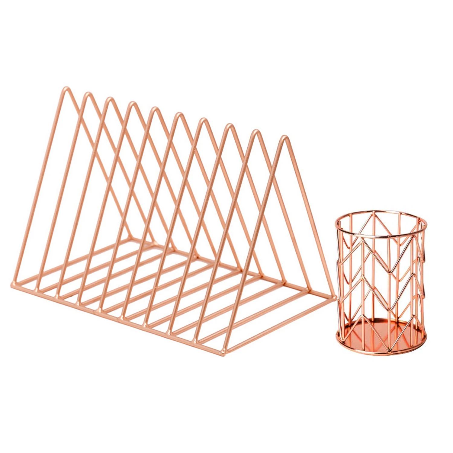 Rose Gold Behogar Настольный органайзер набор для приготовления чая 1 шт. 9 слотами для карт кейсы для хранения журналов книга шкафчики для хранения документов(стойка+ 1 точилка чашка для дом Школа Офис Декор - Цвет: Rose Gold
