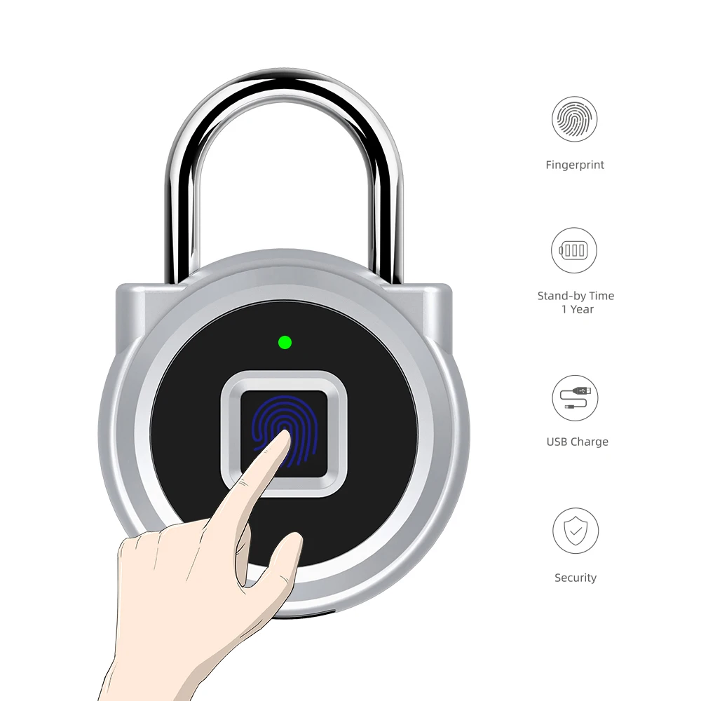 

Aimitek P10 Fingerprint Padlock Smart Lock Anti-Theft Biometric Security Lock for Door Gym Locker Luggage Case Backpack Drawer