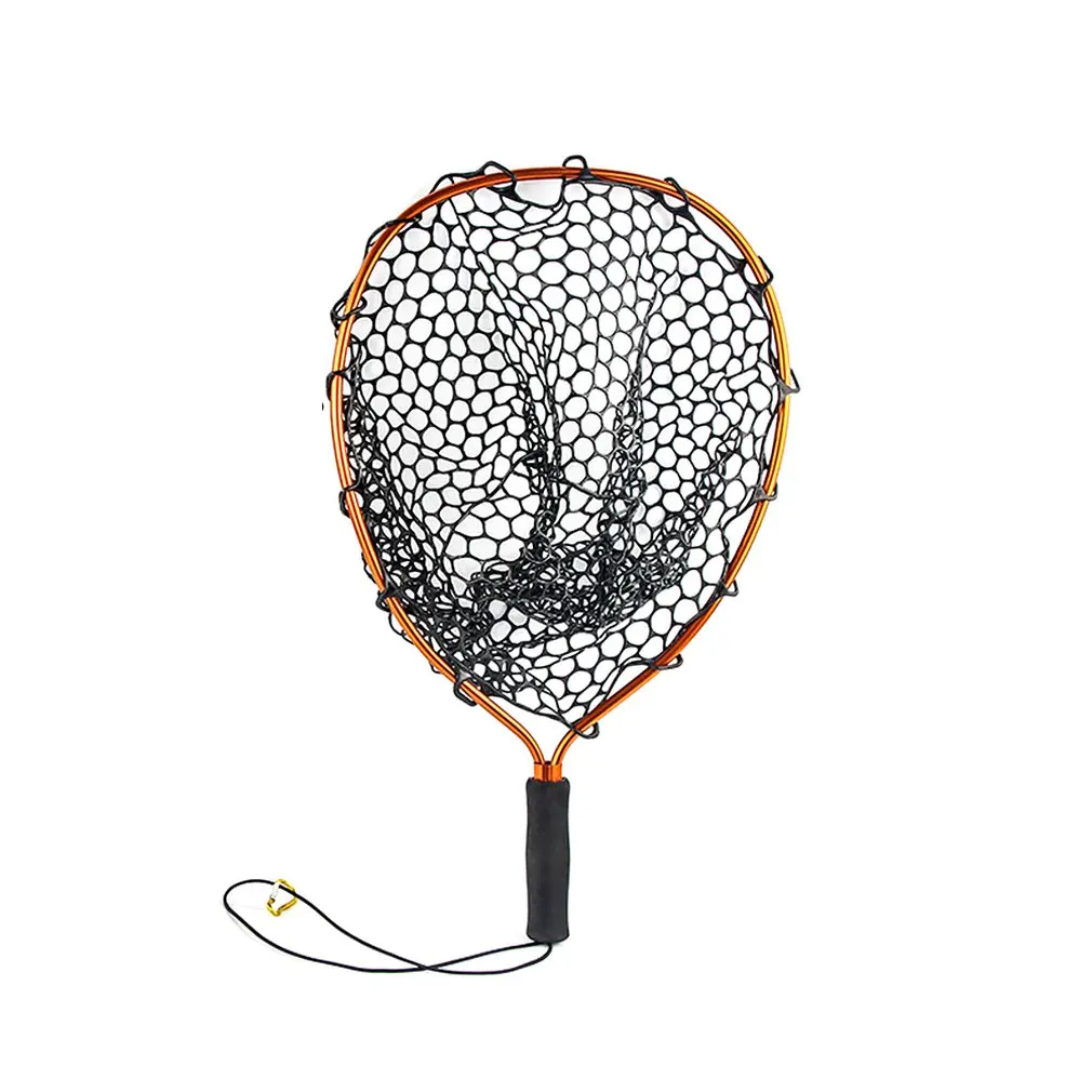 Blue Red Black Orange Four-Color Aluminum Alloy Dip Net Anti-Hanging Rubber Sea Fishing Hand Copy Net - Цвет: Orange1