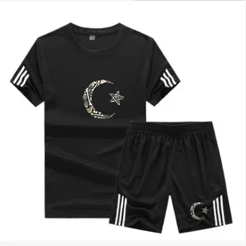 

2020 t shirt Men Fashion Summer cotton short sleeve Sporting Suit T-shirt +shorts Men's 2 Pieces Sets casual
