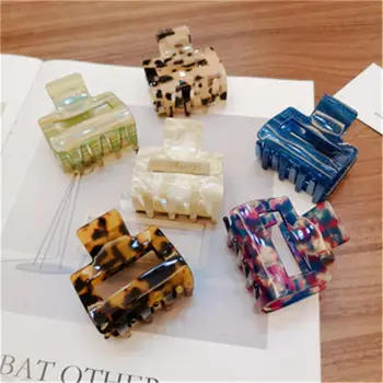

New 1Pcs Geometric Printed Hair Claw 6 Colors For Choice Acrylic Acetate Hair Barrettes For Mature Women Girls Hair Accessories
