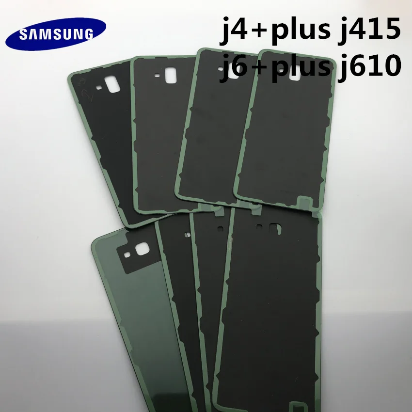 Задняя крышка для samsung Galaxy J4+ plus J415 J6 Plus J6+ J610, чехол для задней крышки батареи, запасной чехол для задней крышки корпуса+ клейкая наклейка