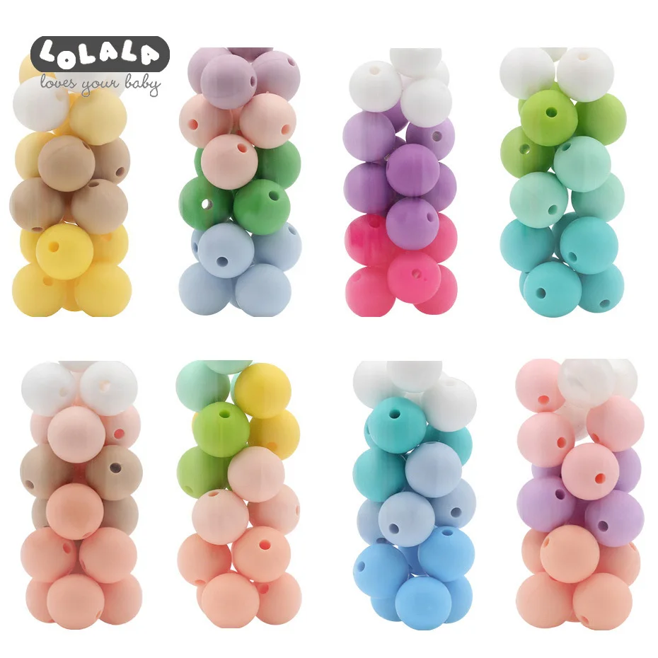 12mm 30pc Silicone Beads Food Grade Silicone Baby Teething Products Chews Pacifier Chain Clips Beads Baby Teethers