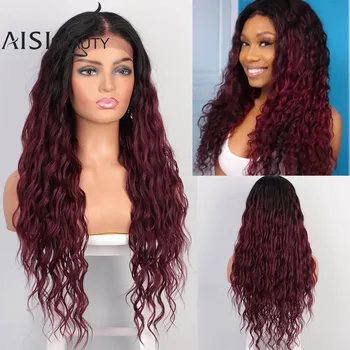 

AISIBEAUTY Lace Front Wigs for Women 26inches Long Red Wavy Wigs Synthetic Natural Transition Middle Part Heat Resistant Hair