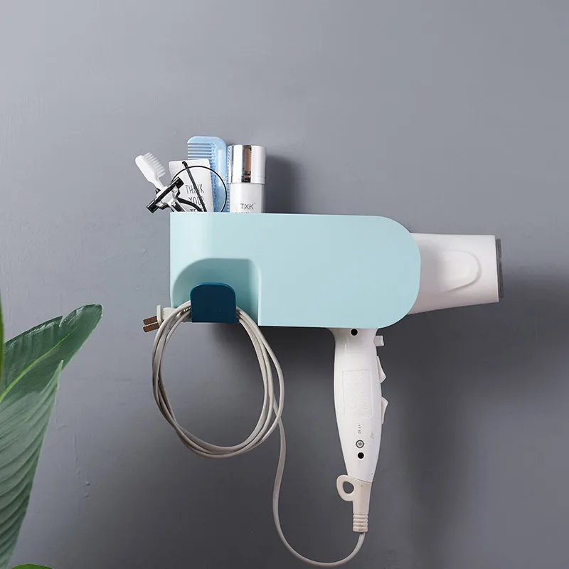

Nordic wind traceless wall-mounted double-grid storage blower stand Free Blower Rack hair dryer