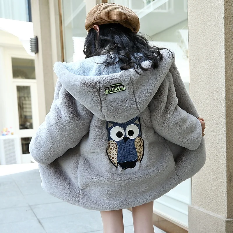 

2019 Kids Girls Jackets Fleece Hoodie Winter Children's Coats Long Cartoon Warm Big Girl Outerwear Fashion Autumn Baby Clothes