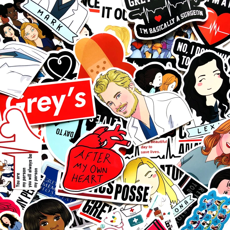 50 шт. ТВ-шоу GREYS Anatomy забавные ПВХ Скрапбукинг для багажа ноутбука телефонные наклейки DIY стикеры для альбомов подарок докторов
