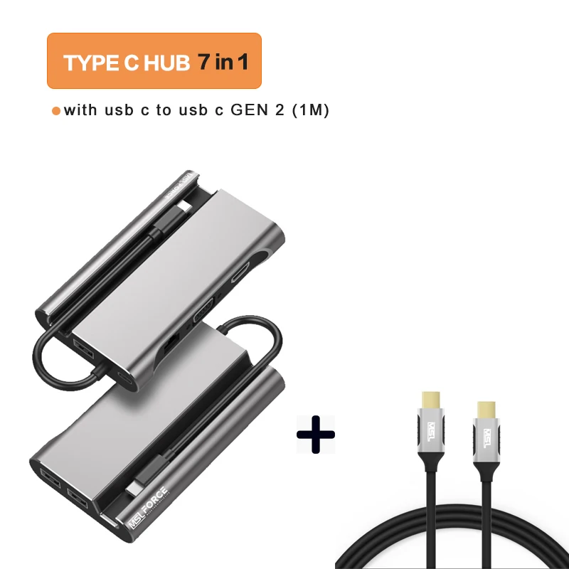 with USB C cable 1M Usb c док-станция hdmi rj45 vga подставка для телефона с HDMI PD usb-хаб для ноутбука Macbook Pro hp DELL поверхность lenovo samsung док-станция - Цвет: with USB C cable 1M