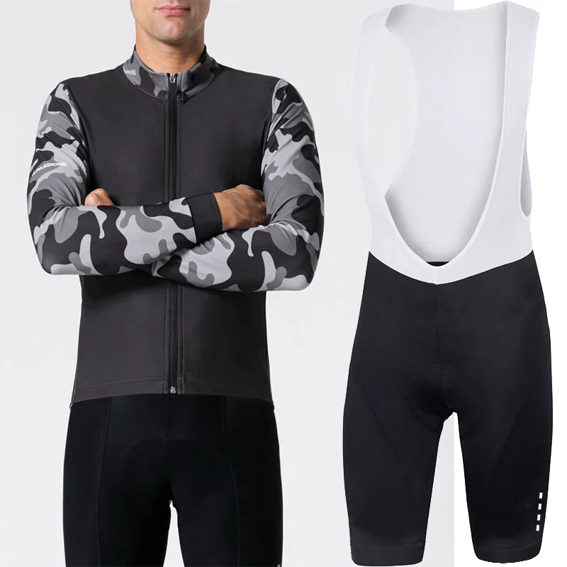 P08 SET Ropa ciclismo Велоспорт Джерси с длинным рукавом набор Весна/Осень Мужчины mtb Джерси велосипед Майо ciclismo tricota ciclismo hombre - Цвет: P08 SET