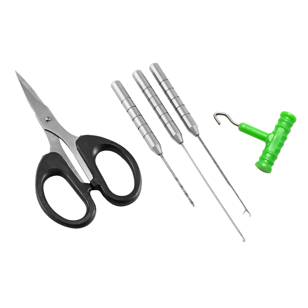 

5 Pieces Carp Fishing Tackle Baiting Harpoon Needle Latch Needle Drill Needle Kit Scissors Knot Puller