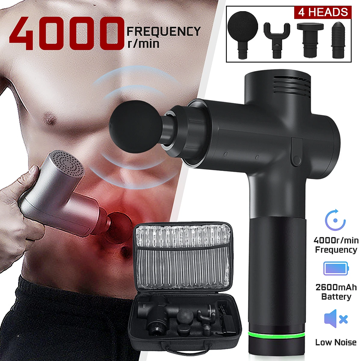  4000r/min Therapy Massage Guns 3 Gears Muscle Massager Pain Sport Massage Machine Relax Body Slimmi