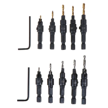 

5pcs HSS Countersink Drill Bit Set Screw Woodworking Chamfer Tool