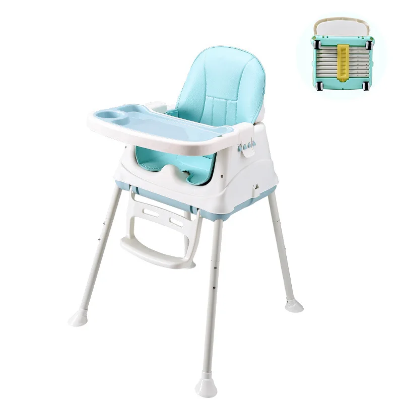 Детский стол и стул складывающийся усилитель сиденья с универсальным колесным стулом и настольным стульчиком чехлы для стульев для младенцев обеденный стул - Цвет: Blue