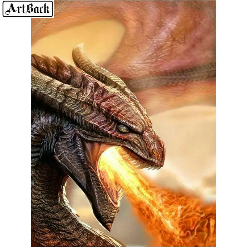 ARTBACK New Diamond Painting Spitfire Dragon 5d Full Square/round Mosaic Crafts Embroidery Sticker Home Decoration Anima | Дом и сад