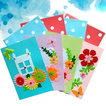

4Pcs Handmade DIY Card Making Material Cloth Greeting Card Kit Folded Thank You Cards for Kids Children (Assorted Color)