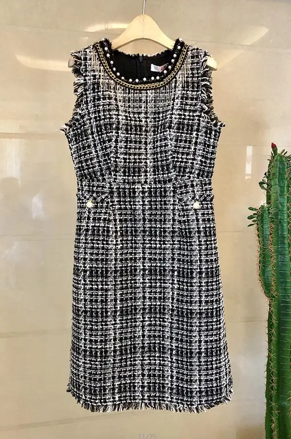 black dress SHTONGHUA новые осенние розовые твидовый в клетку куртка женская Винтаж маленькое Очаровательное легкое с длинным рукавом Ленточки шерстяное пальто-жакет - Цвет: black dress