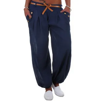 

New Loose Harem Pants Younger Sister Middle Waist Pants Fashion Women Solid Color Trousers Plus Size 5XL