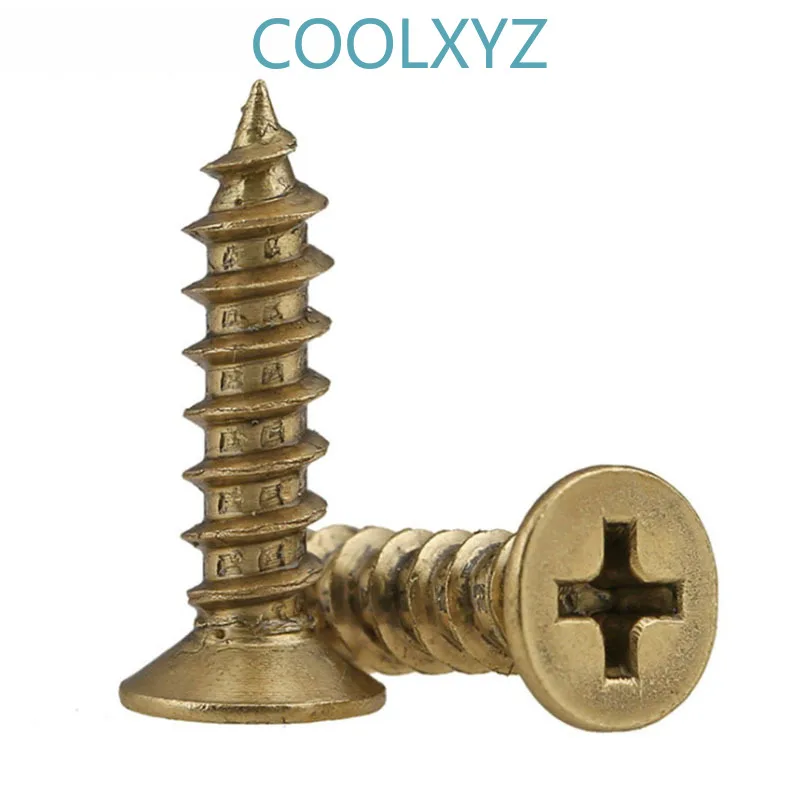 CoolXYZ саморезы с потайной головкой из латуни KA Copper Philip плоской резьба по дереву M3