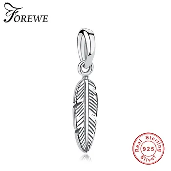

Silver Charms Fit Original Pandora Bracelet Necklace 925 Sterling Silver Feather Pendant Charm Beads DIY Jewelry Berloque