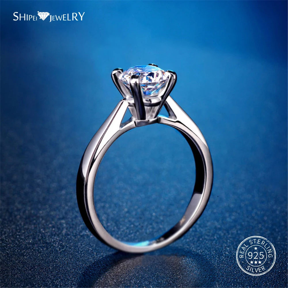 Женское кольцо из серебра 100% пробы с муассанитом 8 мм|Кольца| |