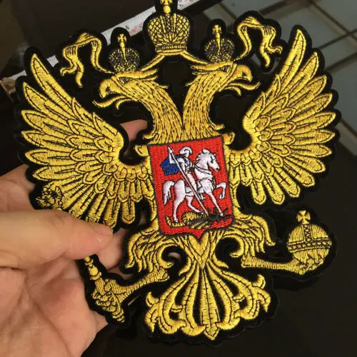 

18cm Gold Crown Eagle PATCH RUSSIAN EMBLEM IRON ON EMBROIDERED Applique Sewing Fabric DIY Riding Jacket