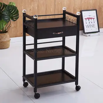 

Beauty car beauty salon stroller three-tier hairdressing barber shop tool car cabinet pattern embroidered cup rack
