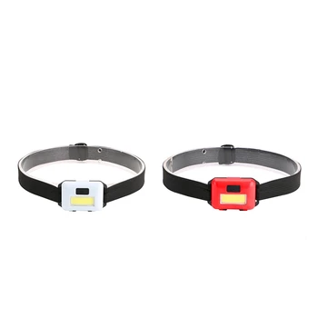 

2Pcs Cob Led Mini Head Light Lamp Headlight 3 Modes Rainproof Head Torch Flashlight Head for Outdoor Camping Fishing Red & White