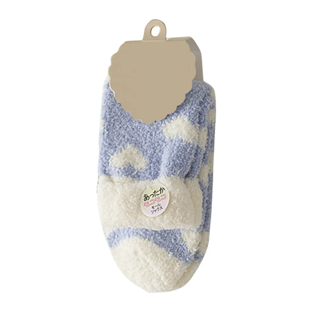 Милые носки-тапочки ярких цветов женские мягкие пушистые носки зимние теплые бархатные носки-тапочки для девочек домашние носки# AA