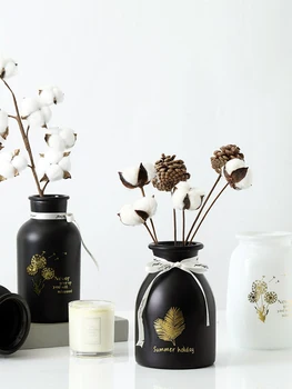 

Nordic Glass Vase Black / White Matte Bronzing Glass Plant Vase Desktop Ornaments Home Decoration