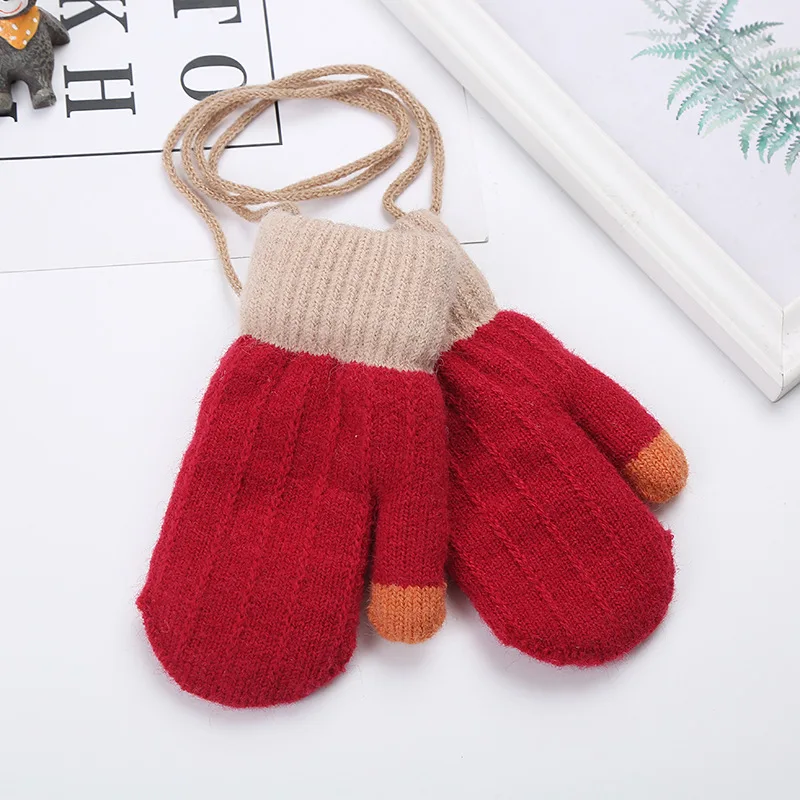 0-10Y Baby Boys Girls Winter Knitted Gloves Warm Rope Full Finger Thick Mittens Gloves for Children Toddler Kids Accessories cool baby accessories