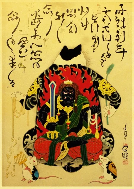 Vintage-Japanese-samurai-cat-tattoo-cat-retro-posters-kraft-wall-paper-High-Quality-Painting-For-Home.jpg_640x640 (20)
