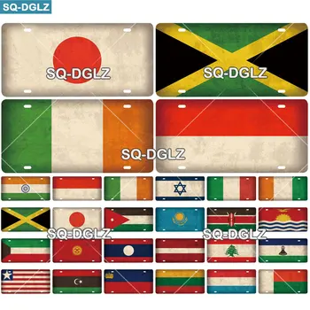 

[SQ-DGLZ]I-M Country Flag License Plate Metal Sign Vintage Plaque Tin Sign Wall Decor For Bar Ireland/Japan/Israel/Italy/JAMAICA