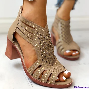 

Summer Women Sandals High Heels hollow open Toe Gladiator zipper Ladies Shoes Party Pumps Platform Casual Sandalias De Mujer