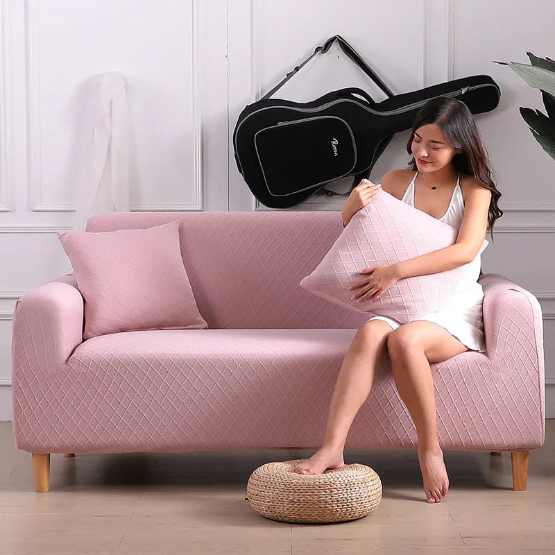 

Modern Pure Pink Sofa Cover Set Elastic Couch Cover Sofa Covers for Living Room Sofa Towels 1/2/3/4-Seater Furniture Protector