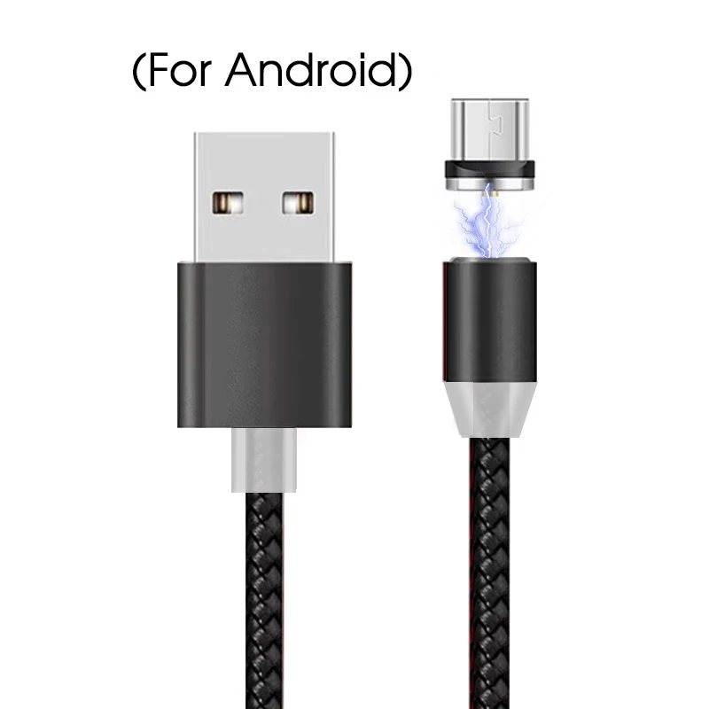 Магнитный кабель Micro USB type-C для samsung для iOS кабель быстрой зарядки шнур Magne touch Charge type C USBC 1 м 2 м провод - Цвет: black-Micro