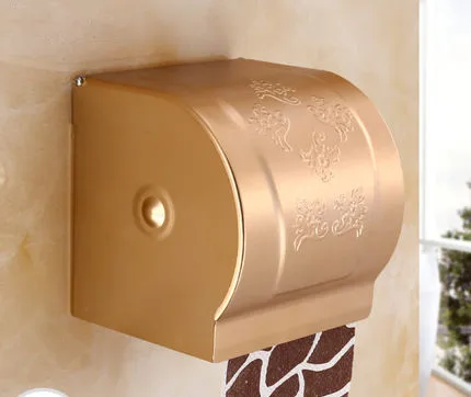 Paper box B Набор аксессуаров для ванной комнаты, алюминиевый резной держатель для полотенец цвета шампанского и золота, держатель для полотенец/кольцо, держатель для туалетной щетки, угловая полка, держатель для бумаги - Цвет: Paper box B