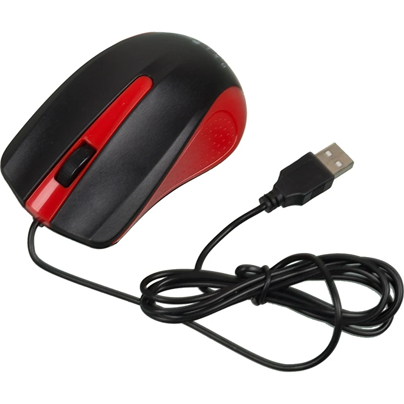 Мышь OKLICK 225M, проводная, USB, черный и красный