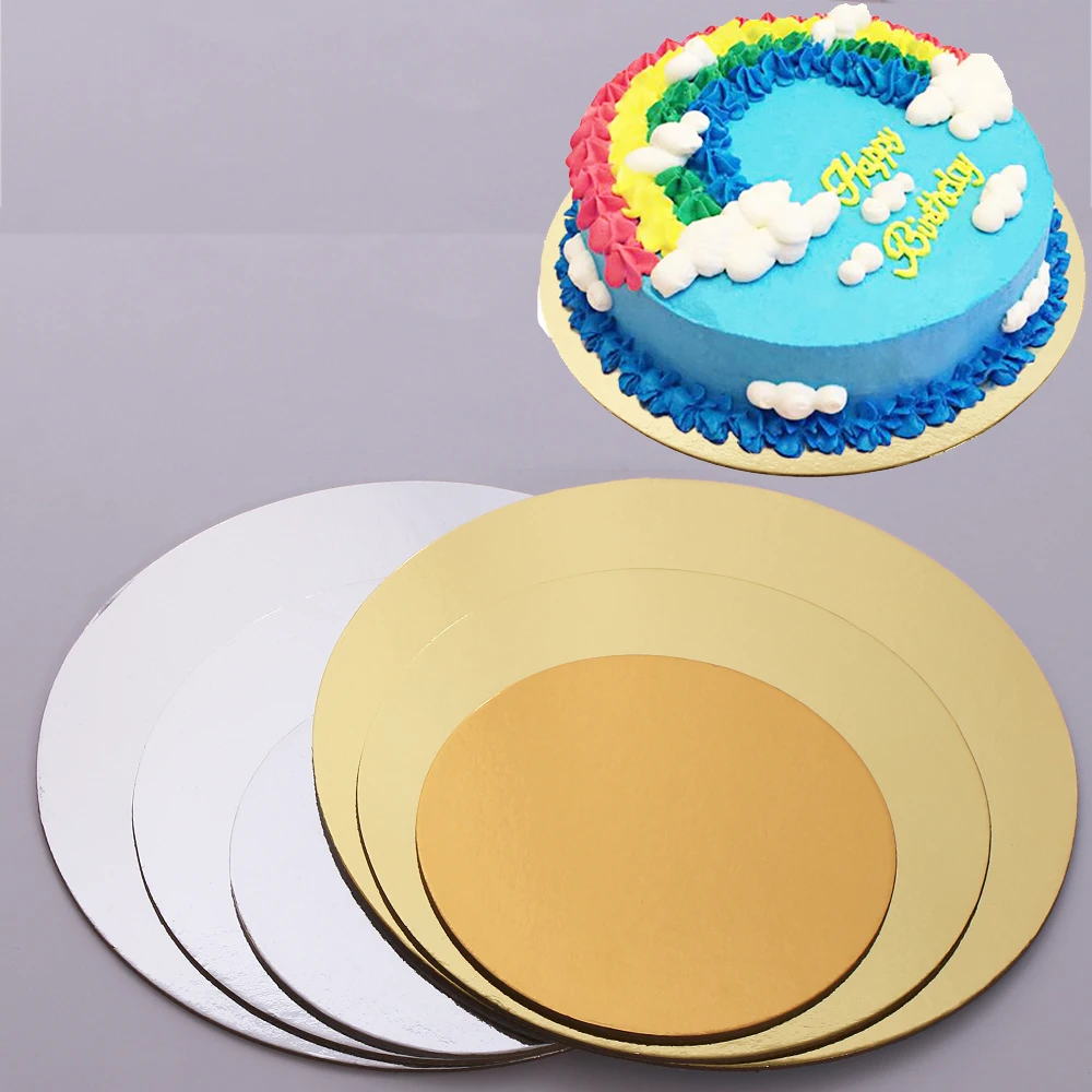 18/5pcs Round Mousse Cake Boards Set Gold Silver Paper Cupcake Dessert Displays Tray 6 inches, 8 inches, and 10 inches 6 of Each