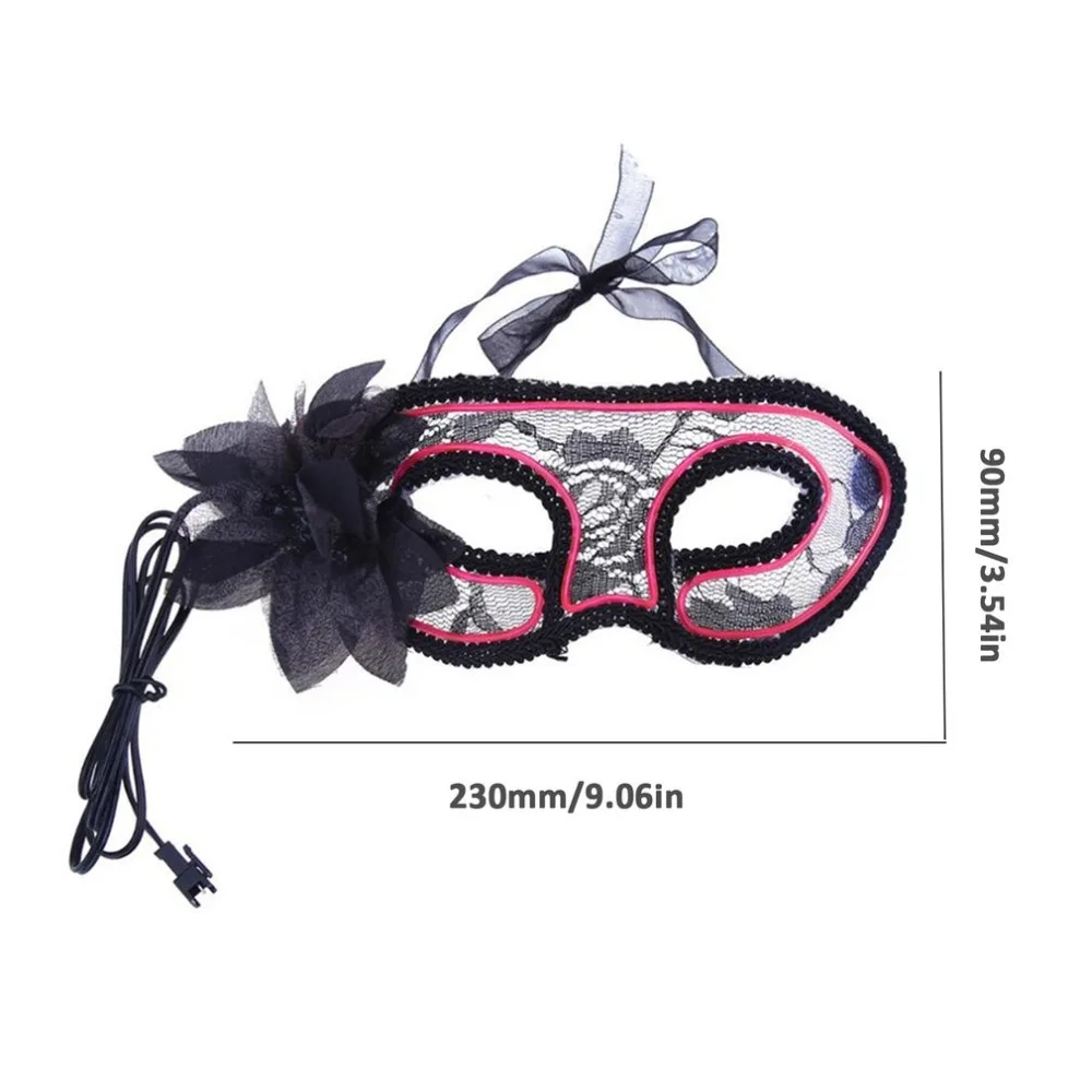 Creative Princess Lace Color Illuminated Mask Half Face EL Glow Mask Party Masquerade Mask Sound Control