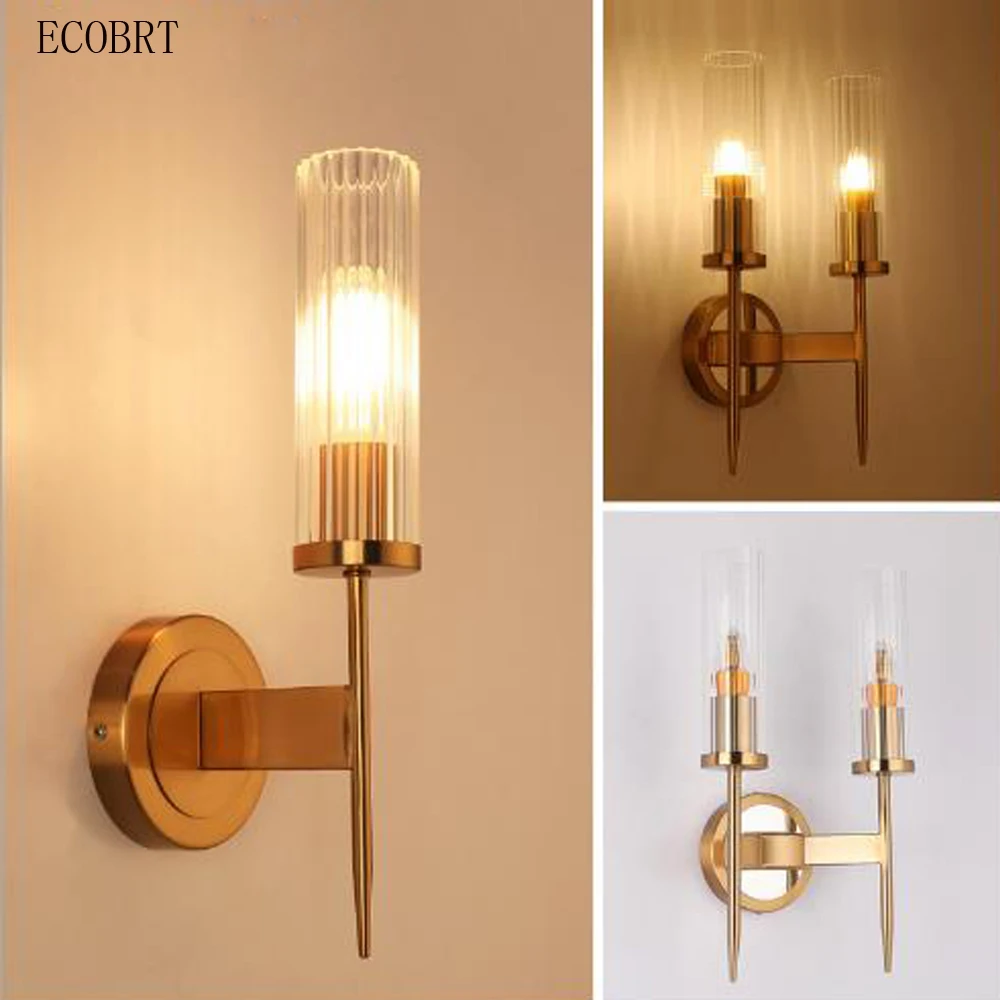 Светодиодный настенный светильник ECOBRT 220 В для спальни прикроватный Бронзовый