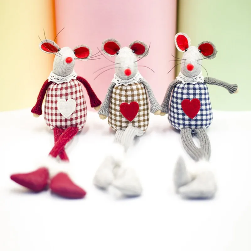 

Plaid Cloth Christmas Long Foot Rat Shape Doll Xmas Tree Hanging Ornament Festive Party Supplies Housrhold Decoration Supplies