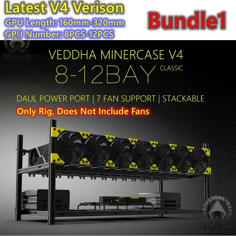 8 GPU VEDDHA V4C V3D Aluminum Stackable Open Air Bitcoin