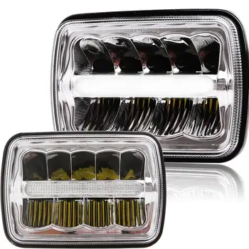 

Chrome Projector 7x6 LED Headlight HID Light Bulbs Beam Headlamp DRL for Jeep Cherokee XJ Truck 7x6 5x7" 45w LED Headlights