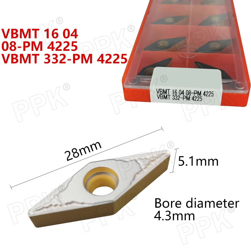 

10PCS VBMT 16 04 08-PM 4225 VBMT 332-PM 422 Carbide insert turning tool lathe cutter milling cutter CNC cutting tool