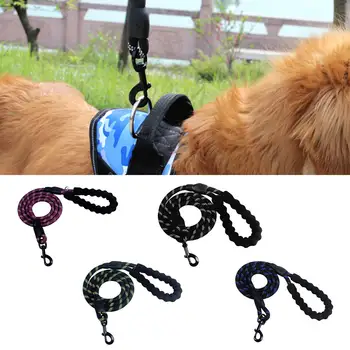 

5FT Strong Dog Leash Climbing Rope Reflective Thread Night Safe Padded Handle