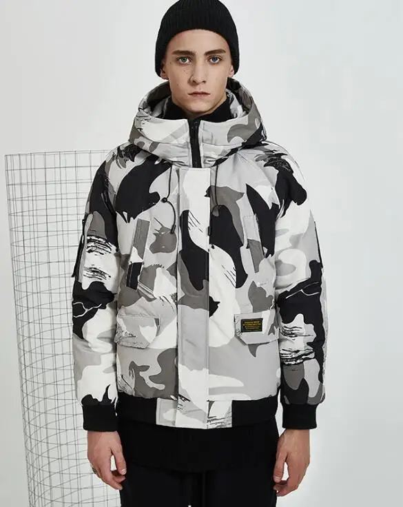 

2019 winter Men's fashion down jacket mens high quality 90% white duck down coats men Camouflage jacket men,winter men's coat