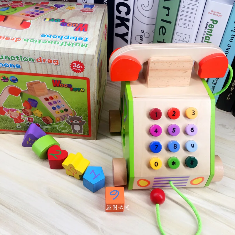 Детская модель игровой дом телефон автомобиль строительные блоки 0-3-6 лет деревянные тракторы с цифрами соответствующие игрушки