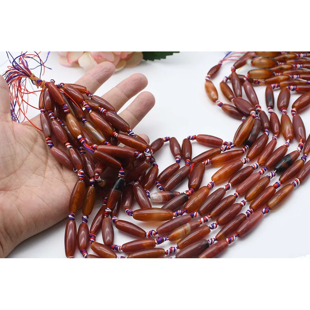 2strands/lot 27mm Natural Smooth dark orange cylindrical Agate stone beads For DIY Bracelet Necklace Jewelry Making Strand 15